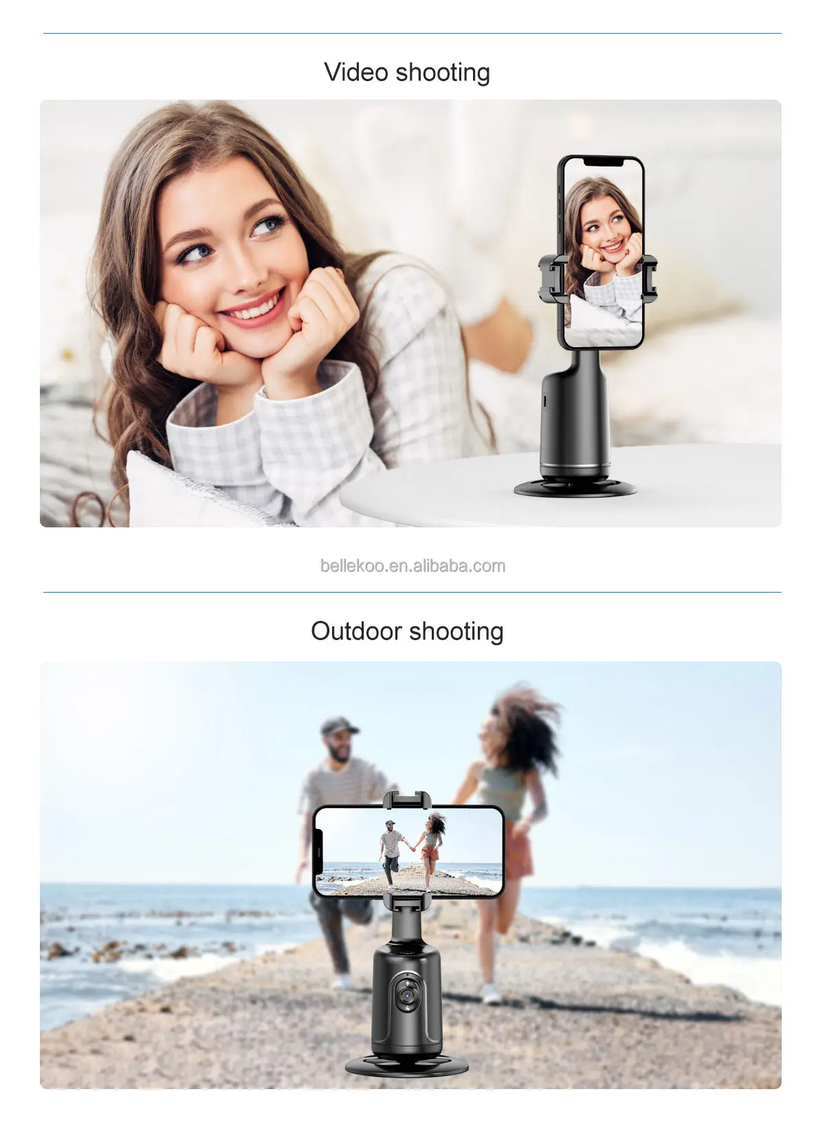 360 Rotate AI Smart Auto Motion Follow Face Tracking Stabilizer Phone Gimbal for Live Streaming Vlog Video Making