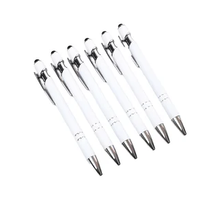 White Meiji Pen Simple Spray Glue Ballpoint with Touch Screen Dual-Use Customizable Logo Wholesale Business Gift Made of Plastic