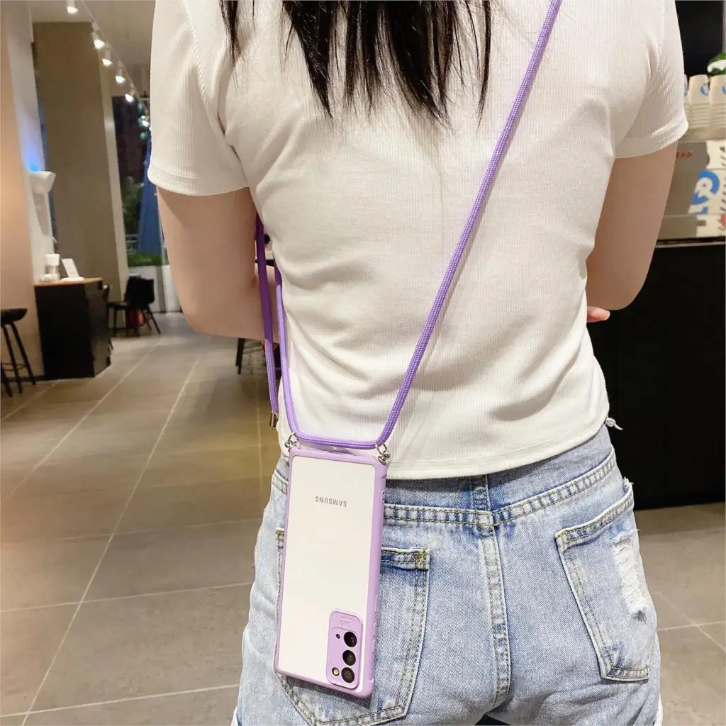 Strap Cord Chain Phone Case For Samsung Galaxy Note 20 Ultra S20 S10