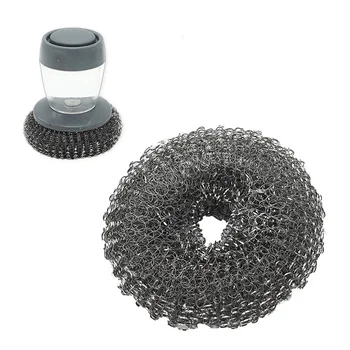 Stainless Steel Sponges Steel Wool Scrubber for kitchen / bathroom with hand press liquid cleaning