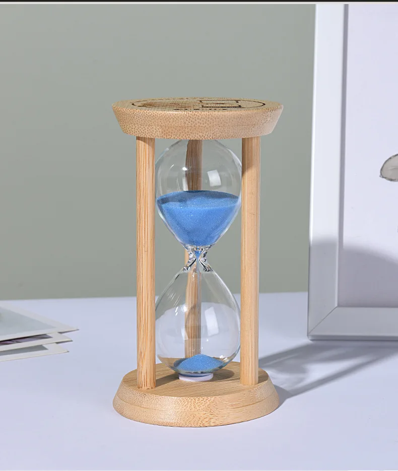 Modern Versatile 3-Minute Wooden Hourglass Handmade Glass for Precise Timing for Home Office Desk Decor Birthday Gifts