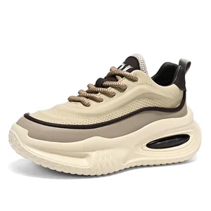 2026 Men's Casual Running Sneakers Anti-Slip Lightweight Comfort PU Zip Closure Autumn/Winter Thick Soled Trendy