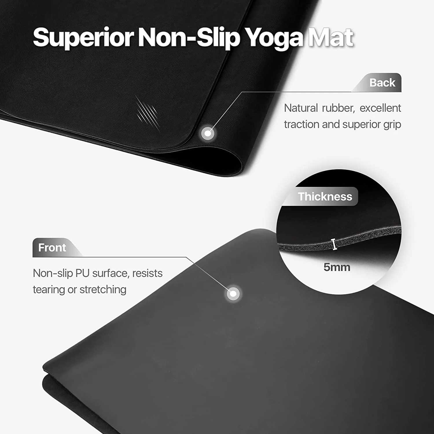 Wholesale Eco Friendly Gym Custom Print Non Slip Pu Yoga Mat 4mm 5mm