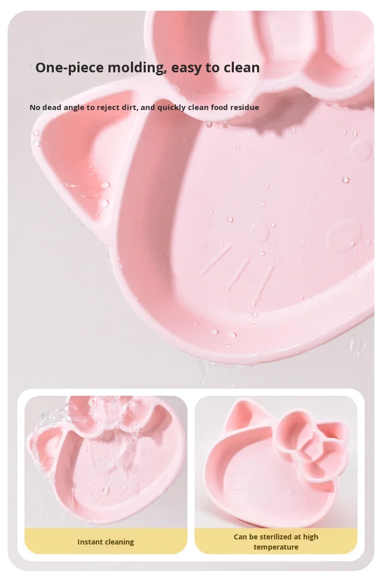 Children's Cartoon Silicone Plate, Environmentally Friendly, Non-toxic, Thick, Food Grade, Heat-resistant and Easy to Clean factory