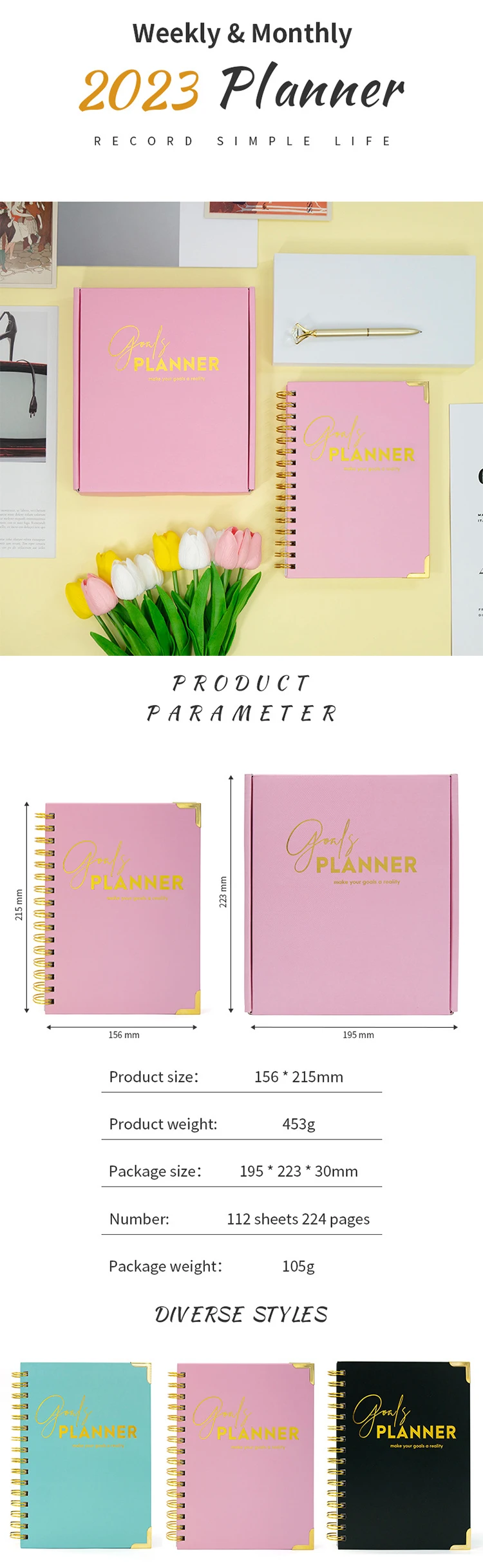 Leter Wholesale Power Planner 5 Color Ready To Ship A5 Size 272 Pages