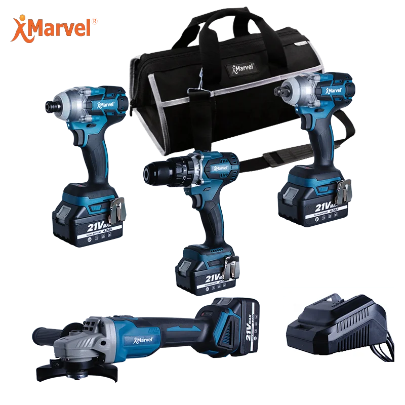 Marvel Tools Hight Quality 3 in 1 Set 18v 21v Brushless Cordless Lithium-lon 15-tool Combo Kit Cordless