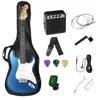 Chitarra elettrica blu metallizzata con set di amplificatori da 5 W