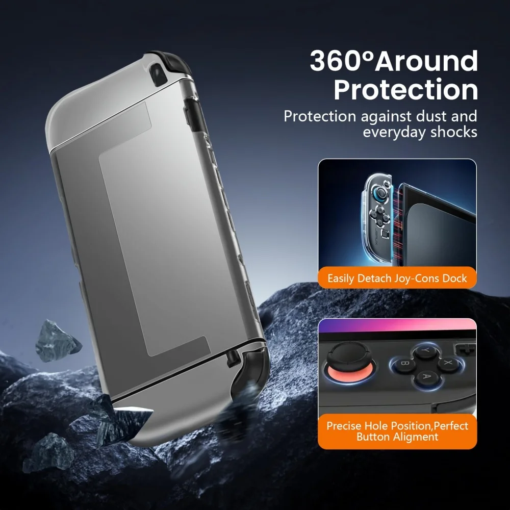 product laudtec for nintendo for switch carrying case with 2 soft tpu protective covers joy con cases scratch shock protection game-4