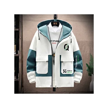 Spring/Autumn 2024 New Clip Casual Shirt Male Student Hooded Loose Casual Men's Coat
