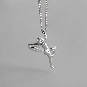 S925 Sterling silver Necklace INS original style Guardian Angel necklace small number of individual lovers chain accessories