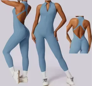 2026 Bnice Sexy Zipper Sleeveless Jumpsuit Backless Slim Women Playsuit & Jumpsuit Breathable Nylon Jumpsuit Bodysuit Fitness