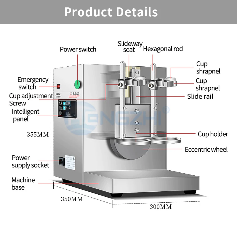 Automatic 110V 220V Boba Bubble Tea Shaker Double Cups Shaker Machine Milk  Shaking Machine with Timer 750ML Cups