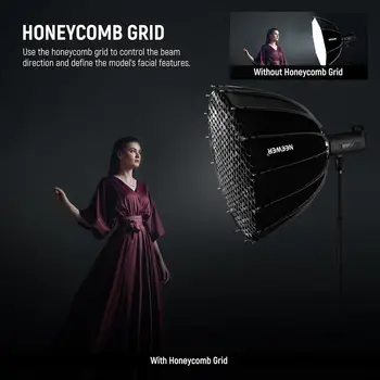 NEEWER 35.4"/90cm Parabolic Softbox Bowens Mount, Quick Release with Diffusers/Grid/Bag for Video Continuous Lighting CB60 detail image