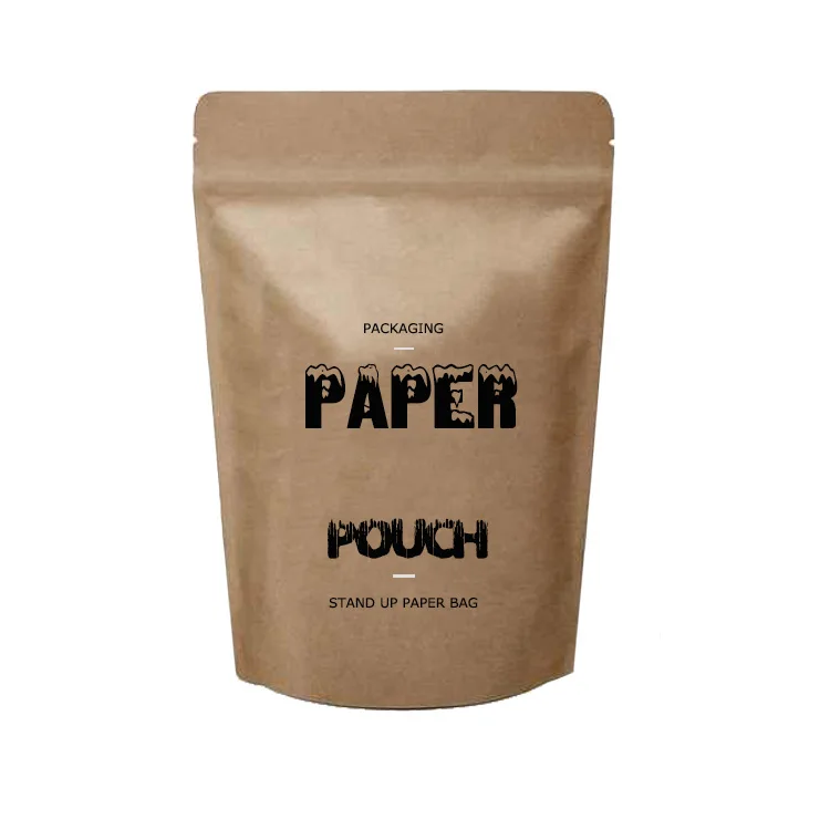 Doypack Ziplock Brown White Kraft Craft Paper Standing up Pouches Food Powder Tea Coffee Packaging Zipper Bags