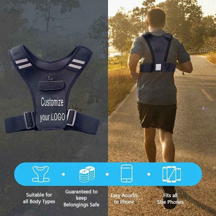 Custom Logo Mobile Zip Pocket Running Vest Anti-theft