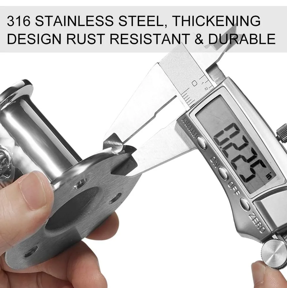 Marine 316 Stainless Steel Flagpoles Flag Boat Pole Flag Pole Base Socket Mount Set For Boat