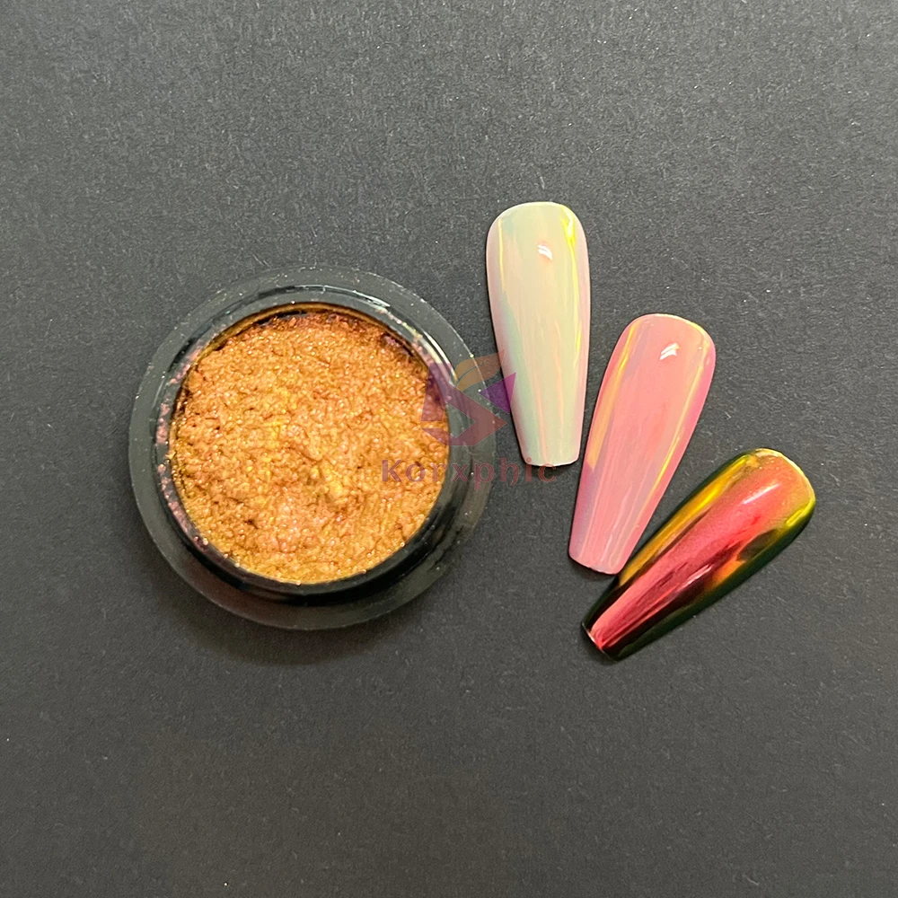 Трехцветный хромовый Пигментный Порошок Хамелеон для ногтей Aurora
