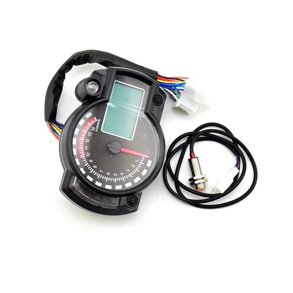 Motorcycle Tachometer 12V Universal Motorcycle LCD Display Instrument Speedometer Odometer Tachometer Meter Gauge 