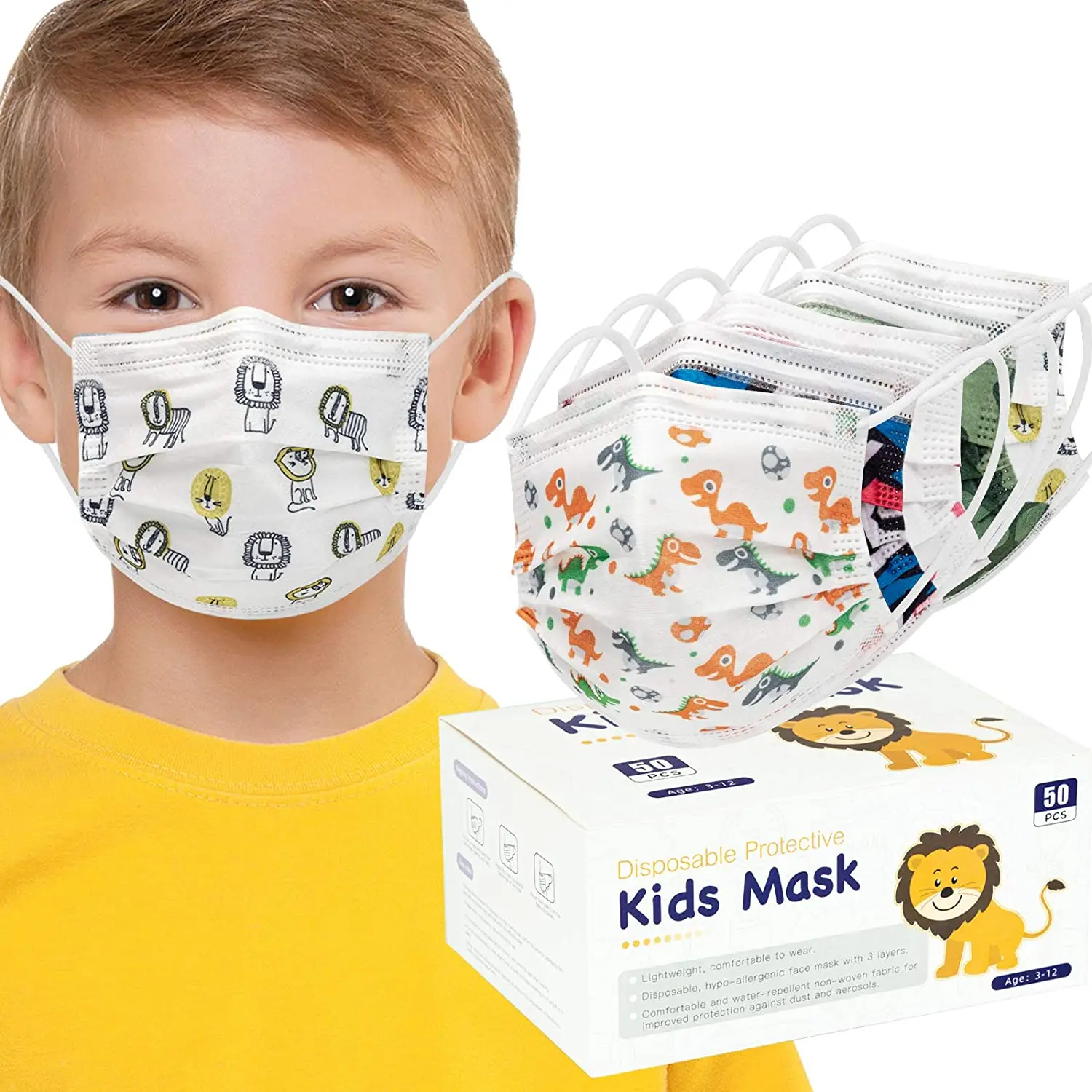 Kids Face Masks 50pcs - 4 Layer Disposable Panda Print Masks For Children