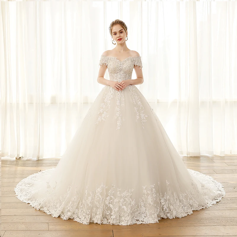 Shanghai Story Off Shoulder Wedding Gown for Bridal Lace Wedding Dress 