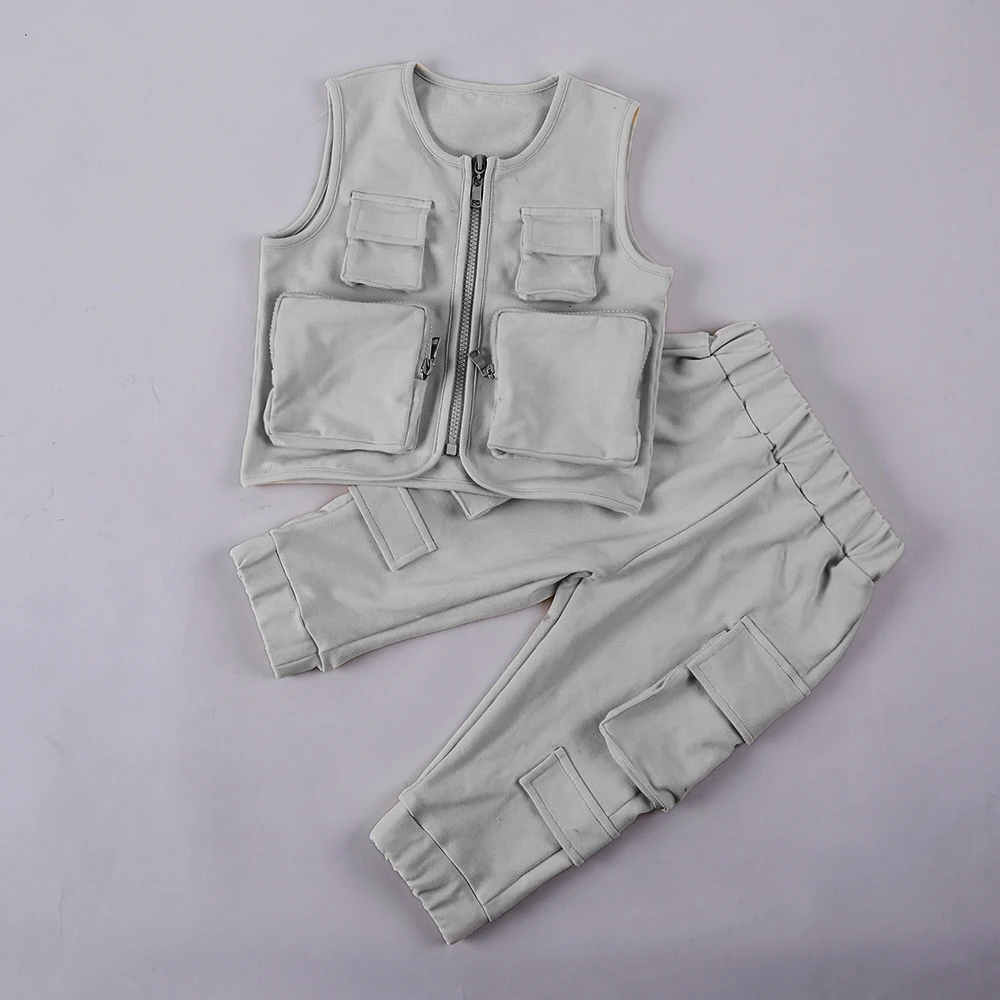 Baby Boy Jogging Suit Kids Tracksuit Cargo Pants 3d Pockets Tracksuit