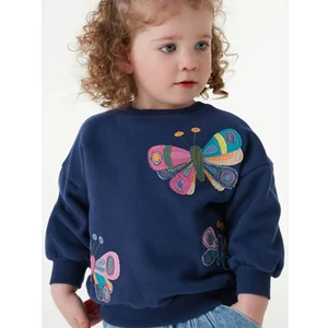 Manufacturer Butterfly Embroidery Toddler Girls Hoodies&sweatshirt Clothes Crew Neck Baby Girl Sweatshirt Pullover for Children