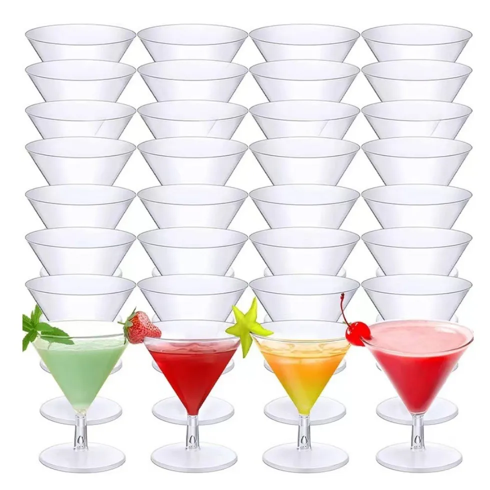 80ml 2oz Disposable Clear Mini Plastic Dessert Martini Cocktail Parfait Glasses Cups Cocktail Wine Shooter Shot Glasses