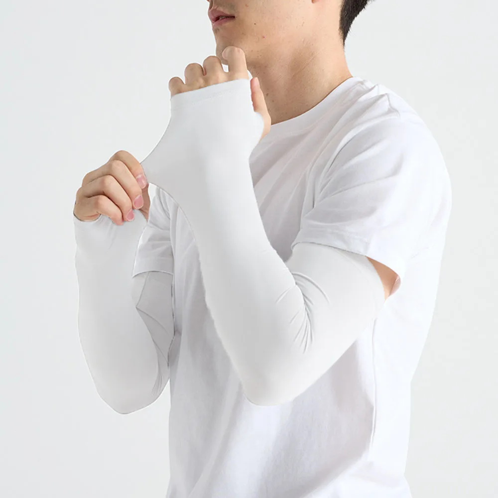 Trendy Men's Outdoor Sports Nylon Arm Sleeves Breathable Lightweight UV Protection Seamless Quick Dry Sweat-Wicking Cycling