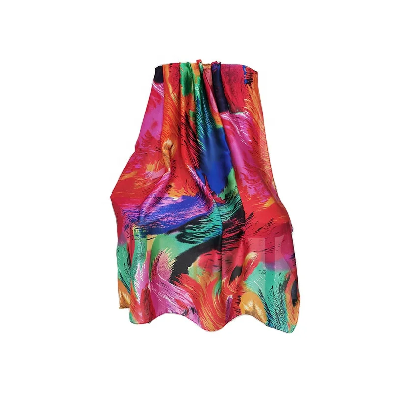 Digital Print Silk Scarf China Square Fashion Ladies Shawls and Scarf Custom Printed Hair Head Women Square Silky Scarves Satin