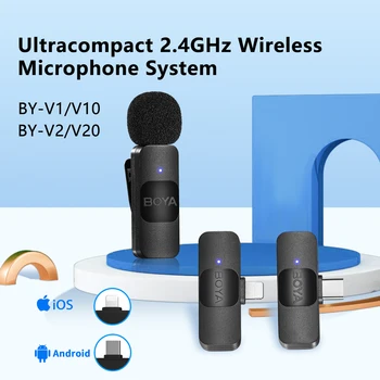 BOYA BY-V Mini Professional Wireless Lavalier Microphone for IPhone IPad Android Live Broadcast Gaming Recording detail image