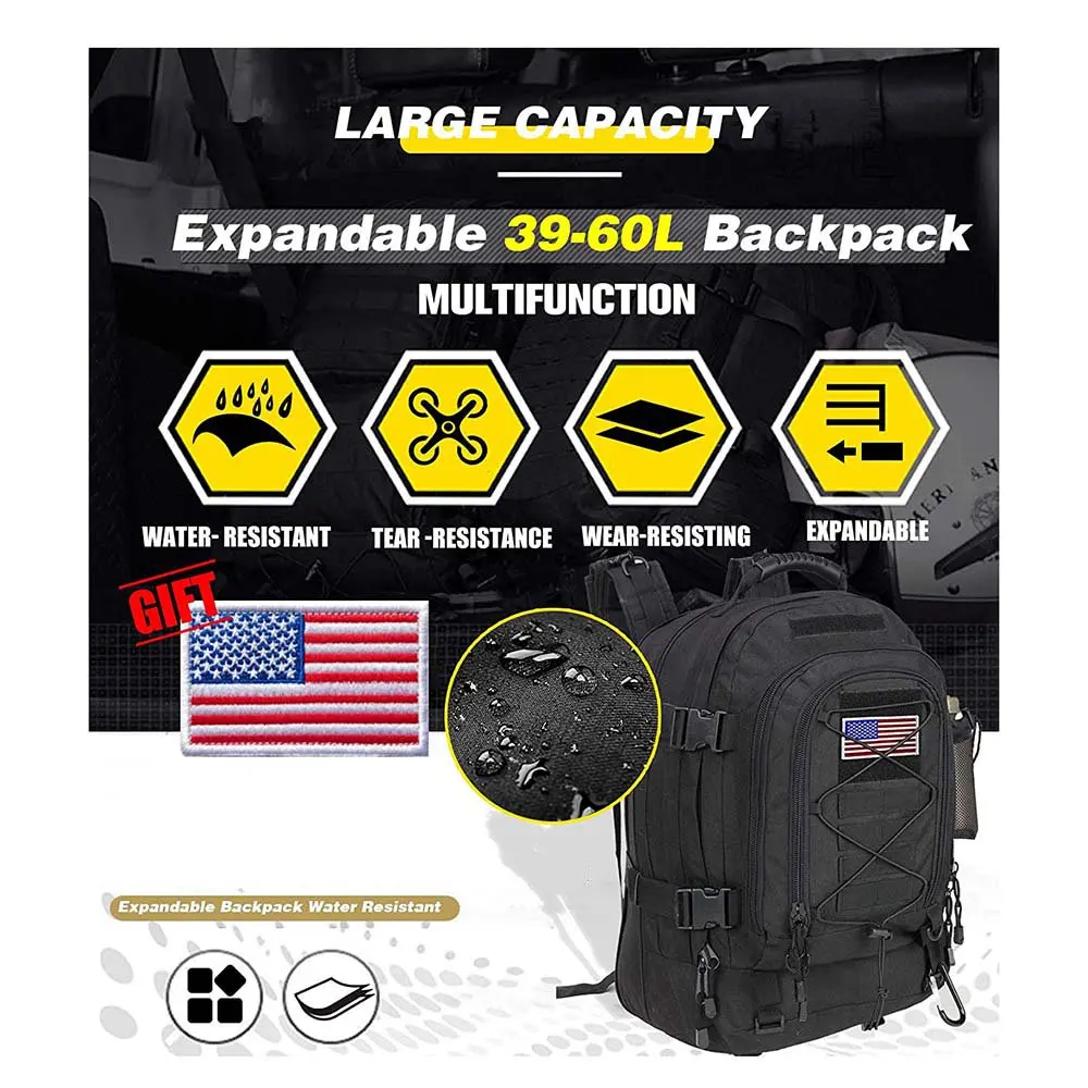 FREE SAMPLE Men's Backpack High Capacity Training Backpack Walking Expandable Backpack