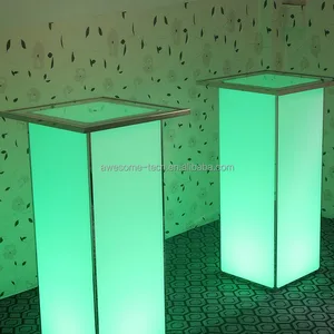 LED Acrylic High Bar Table for Nightclub/KTV Outdoor Restaurant Events Mall Home Kitchen Wedding Dining Illuminated Table