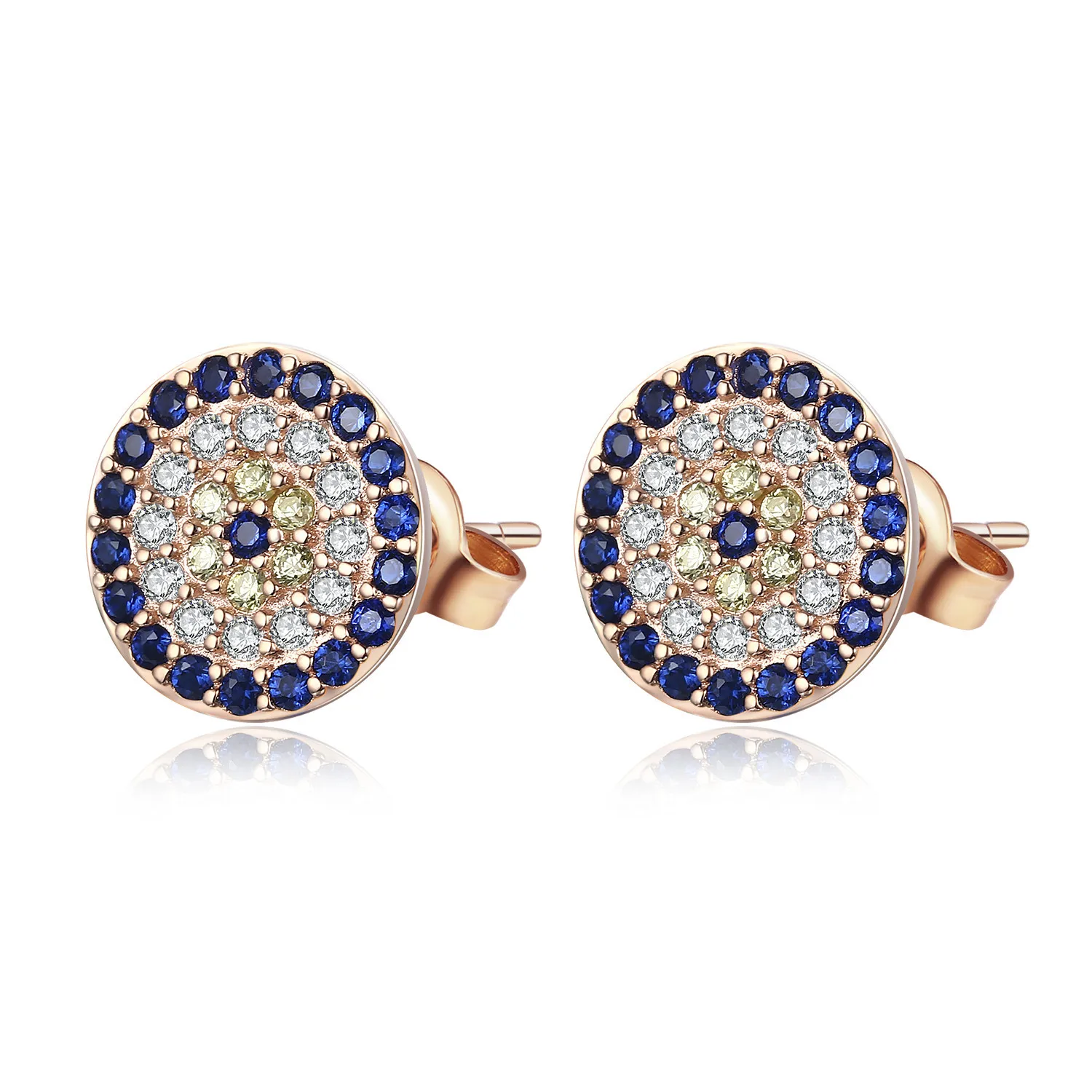 KAKODIY Eye Jewelry Earrings Silver 925 Sterling Silver Stud Earrings Zircon 18K Gold Plated Blue Small Turkish Eye Earrings detail 5
