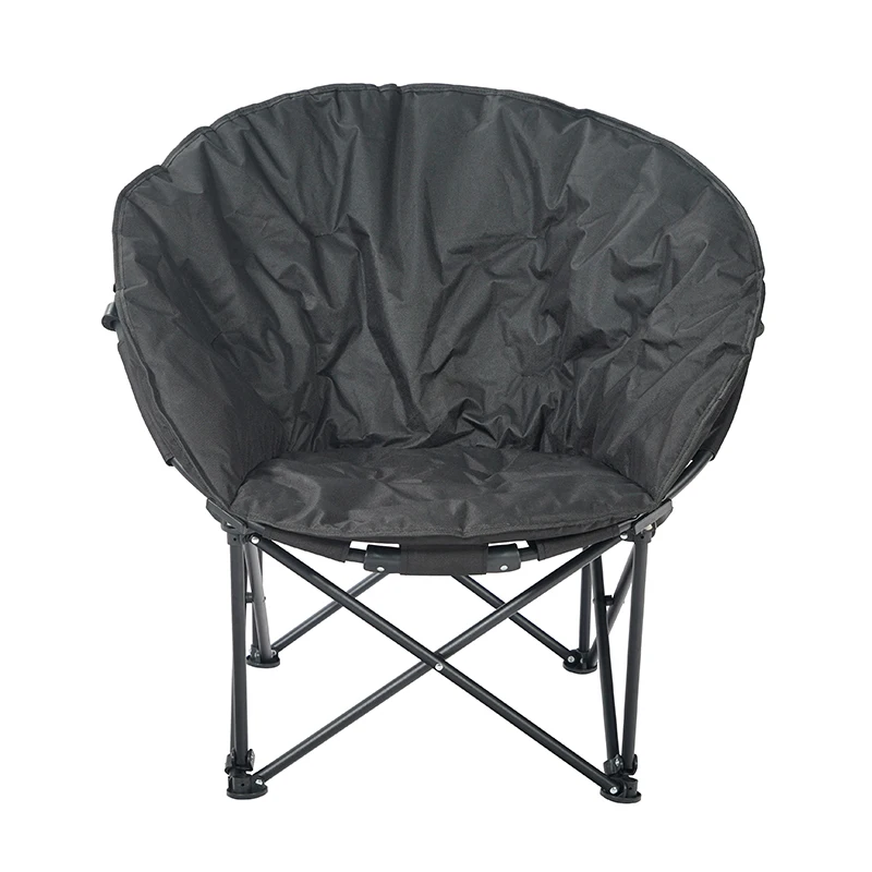 Surdimensionné Pliant Inclinable Rembourré Lune Soucoupe Ronde Chaise En Métal Portable Camping Demi-lune Chaise Pour Camping Plage