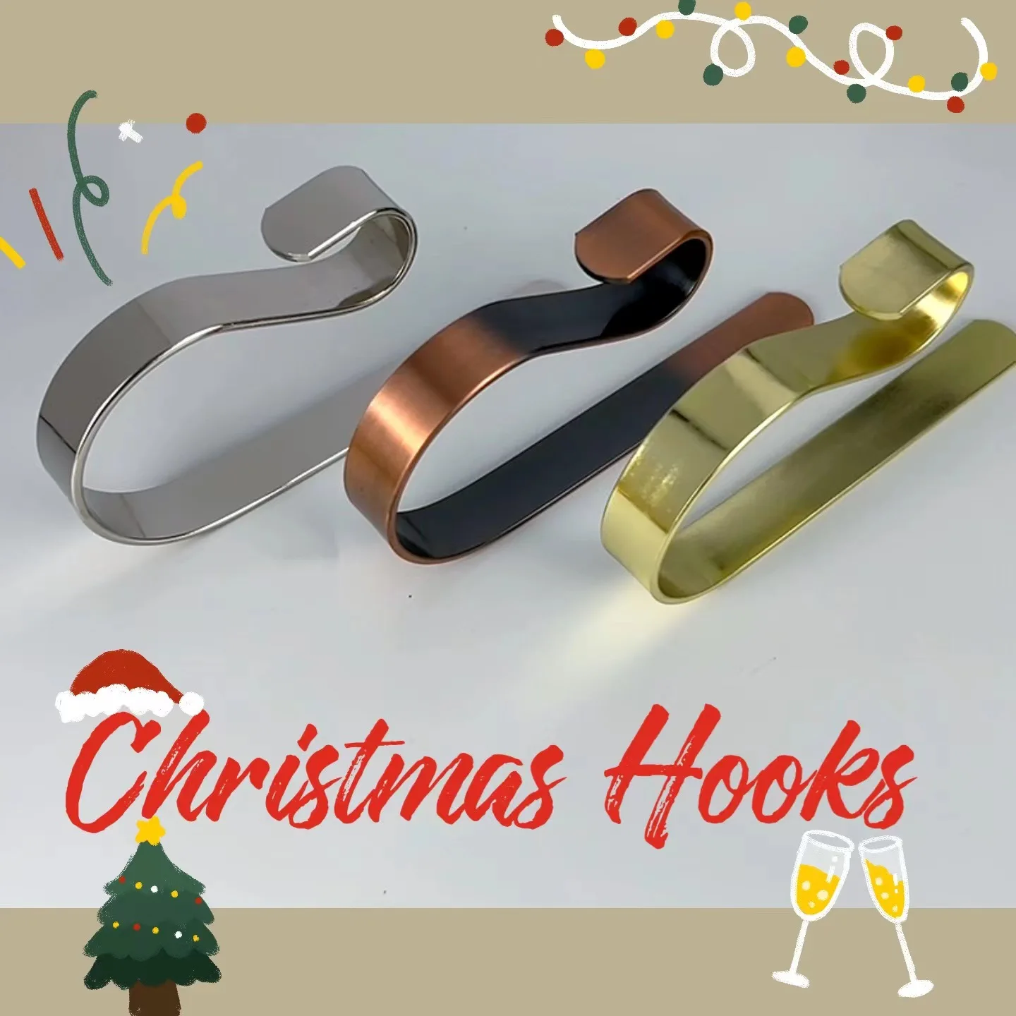 Manufacturers direct Christmas closet novelty hooks nail free metal plated silver novelty hooks manufacture