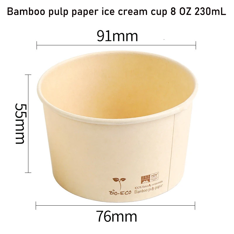 Food grade bamboo pulp paper ice cream paper bowl Custom ice cream cup degradable 3oz 4oz 5oz 8oz manufacture