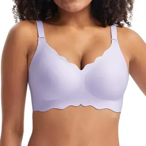 Hot Sale Wire-Free Custom Full Cup Lady V Neck Supportive Push up Seamless Breathable Sport Padded Smoothing t Shirt Bra