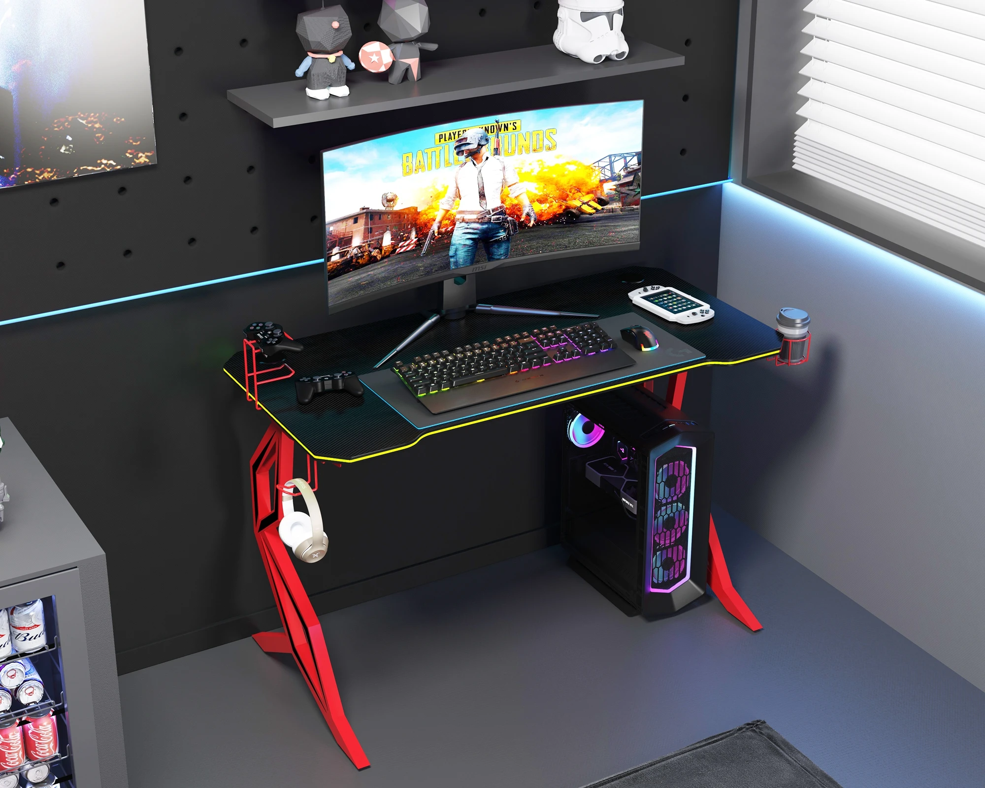 Hotselling Tech High Custom Furniture Gamer Table Rgb Led Computer