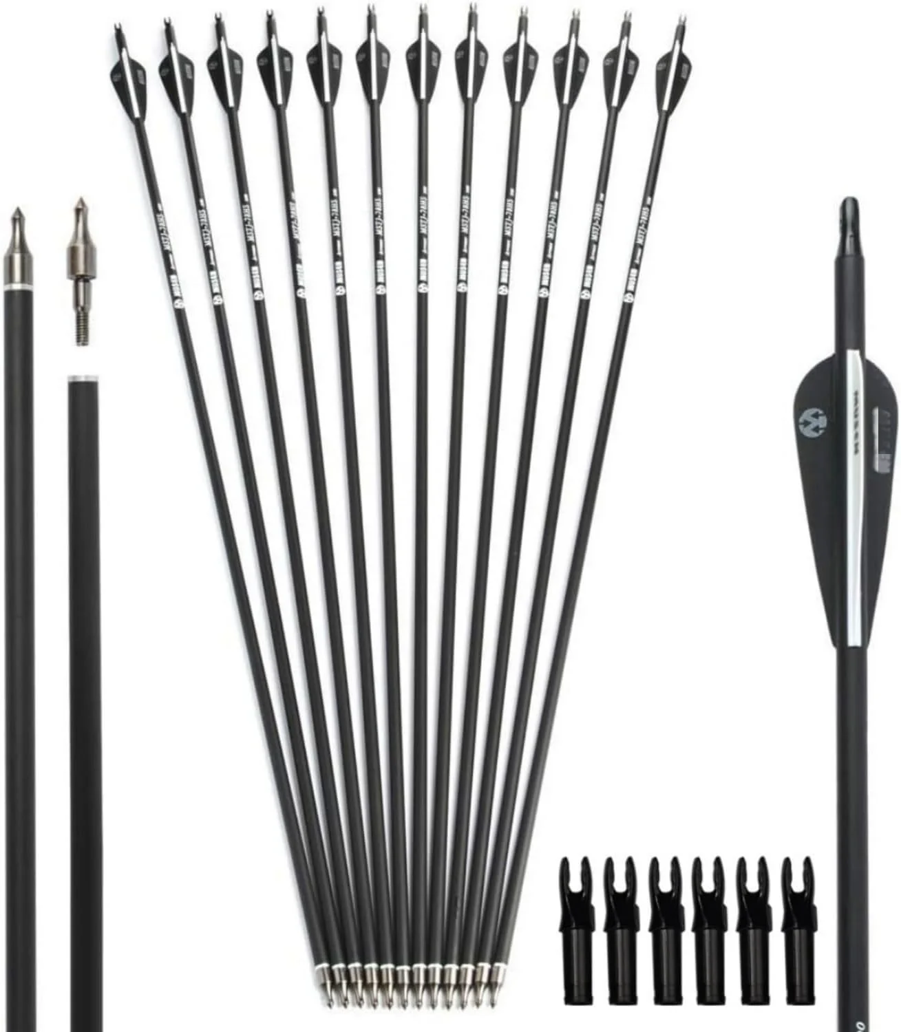 22 Inch Carbon Recurve Arrow Point and Insert 42 Shaft Outserts Shafts Blanks Id42Mm Small Diameter Fiber Narrow 204