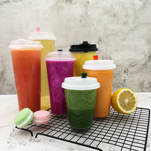 1000ML Bubble Tea Cup Custom Logo Plastic PP Injection Cups with Lids For Boba smoothie supplier