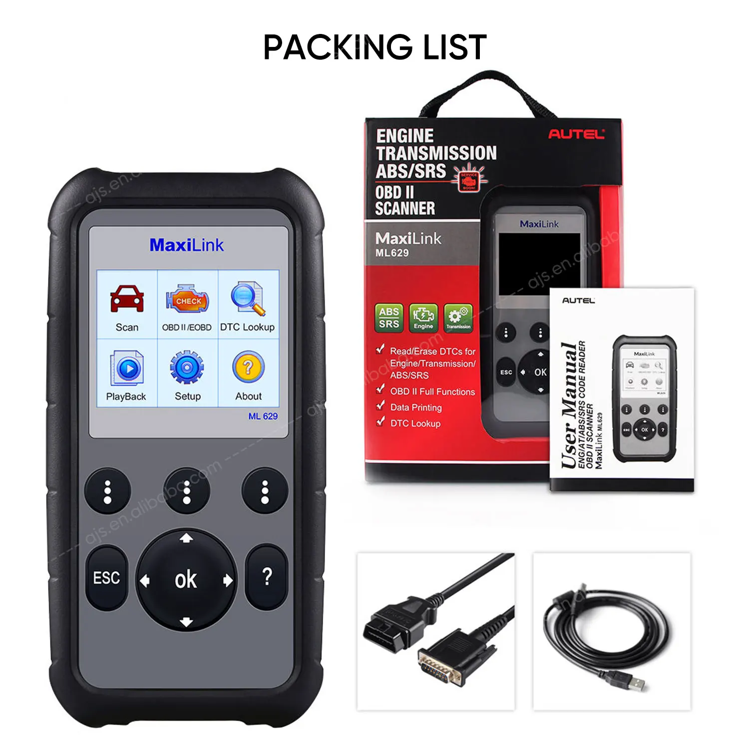 Autel MaxiLink ML629 OBD2スキャンツール - ABS/SRS診断機能付き