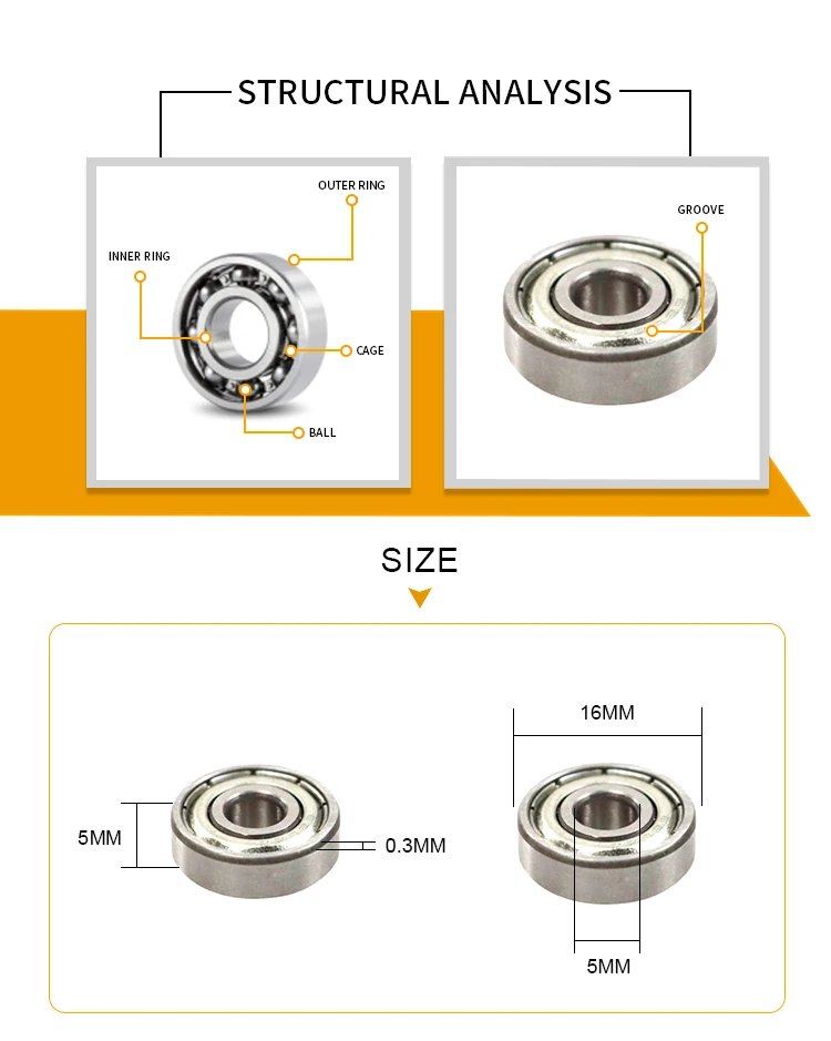 Yczco High Quality Abec9 Grade Chrome Steel 608 626 695 696 625 606