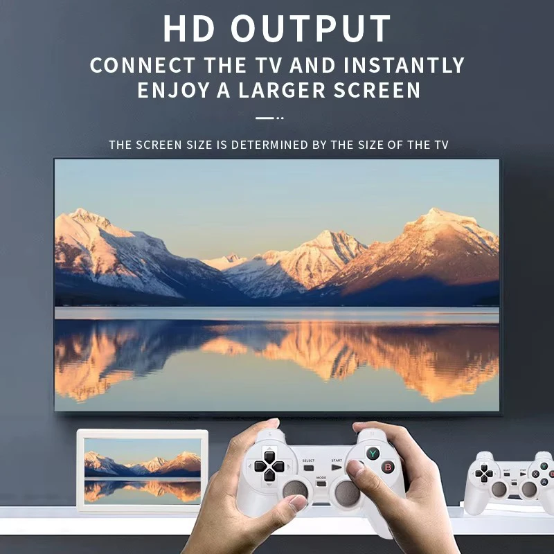 S XP18 Flat Screen Game Console 7 Inch Screen TV 64GB 10000 Games Retro Video Game Console for PS1 PSP Kid Gift