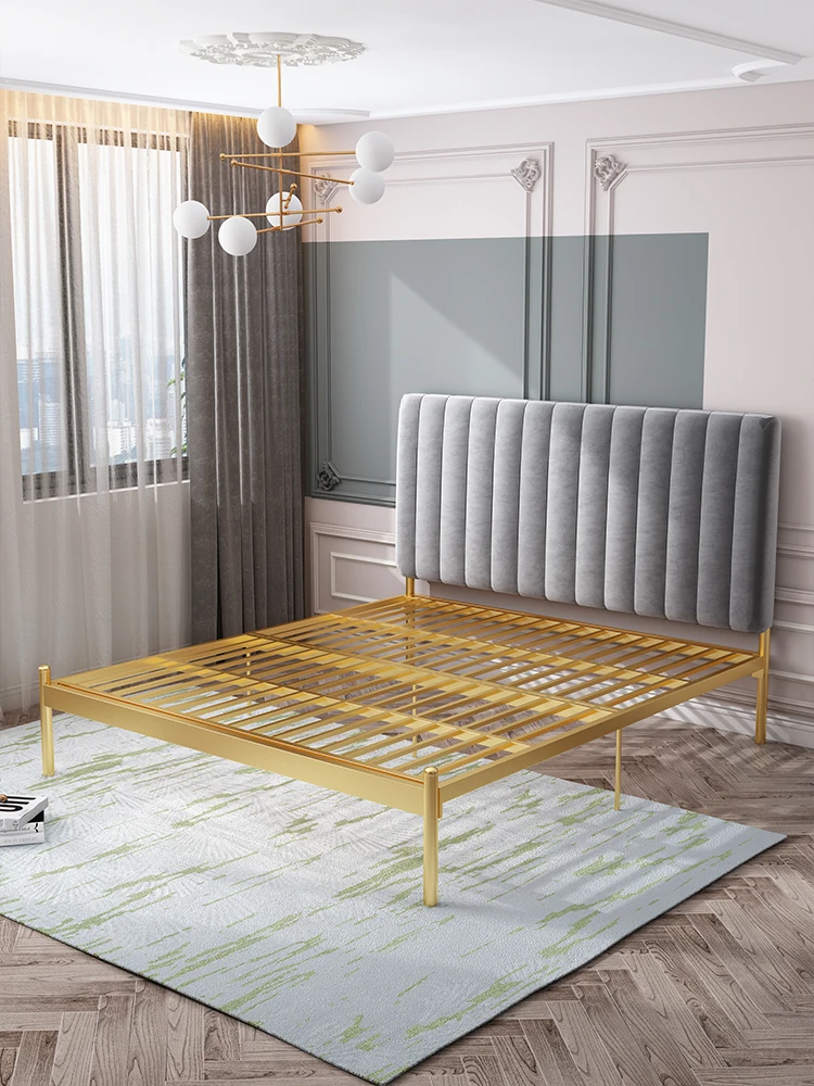 Cheap Unique Design Stable Metal Frame Elegant Girl Colorful Velvet Beds Iron Bed