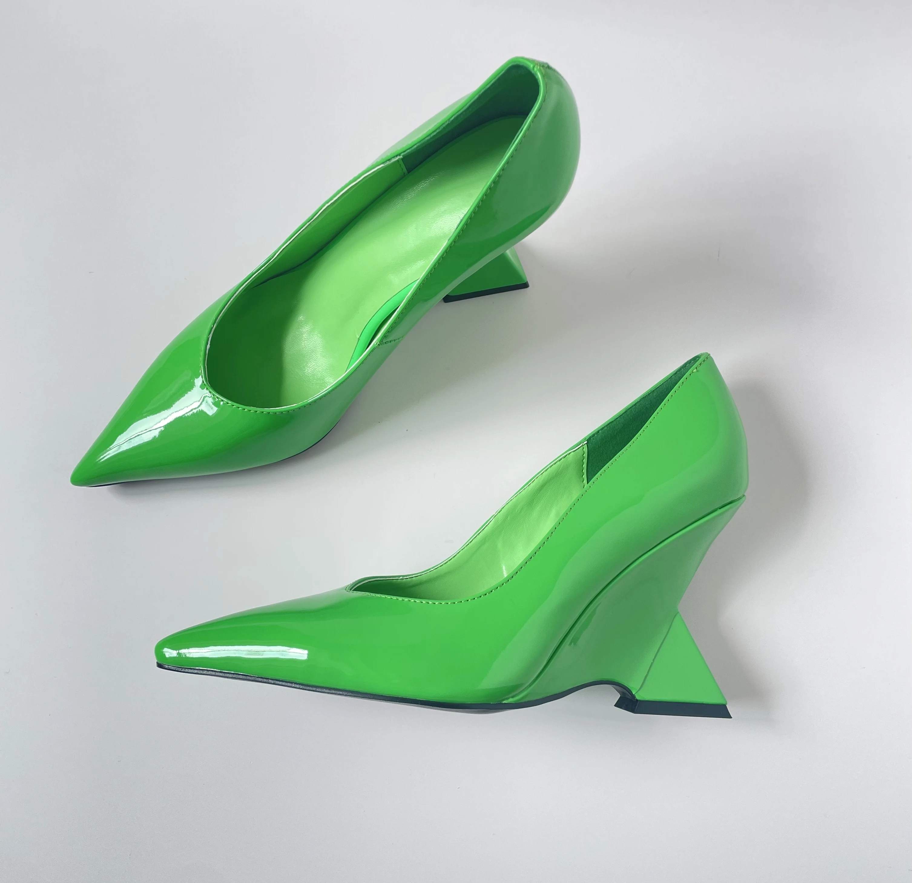 Transparent Glass Heel Shoe Size 43 Pointed Toe Ladies Wedge Shoes For Female - Image 6