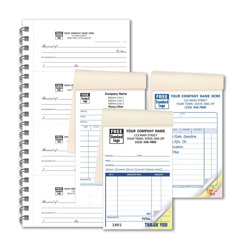Personalice el formulario de factura de libros de ventas de tamaño de bolsillo de papel NCR duplicado impreso en 2 partes