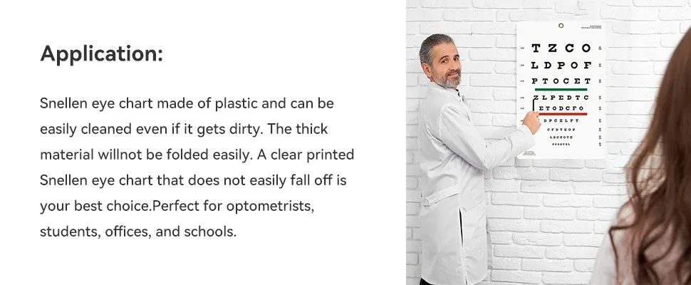 Premium Snellen Eye Chart Wall Chart Plastic Waterproof Snellen Charts for Eye Test Exams 10 Feet 9 X 14 in Eluxe Occluder Plus