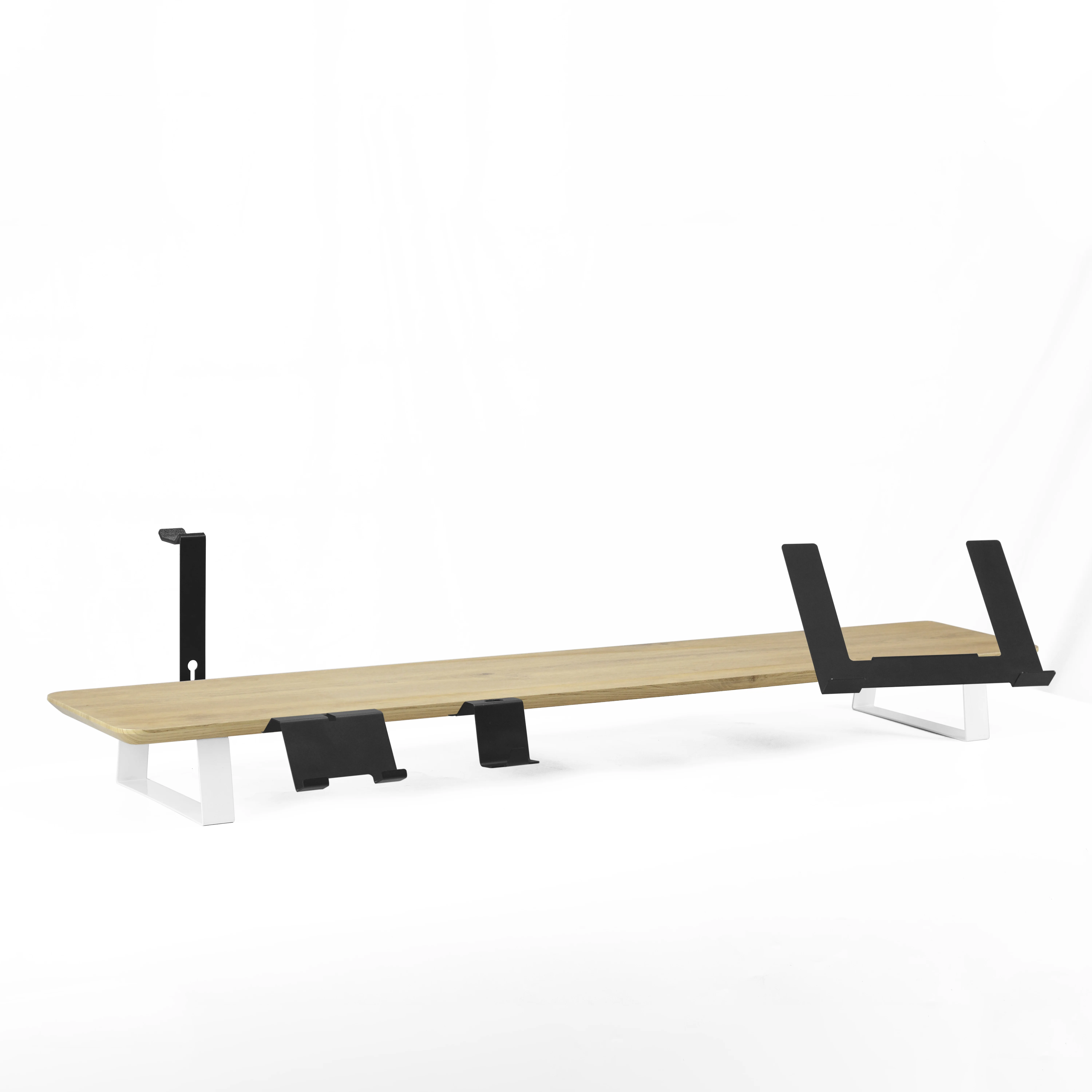 LAND·VOI Monitorständer Aus Holz & Stahl – Höhenverstellbar, Mit Staufach Für Tastatur & Zubehör