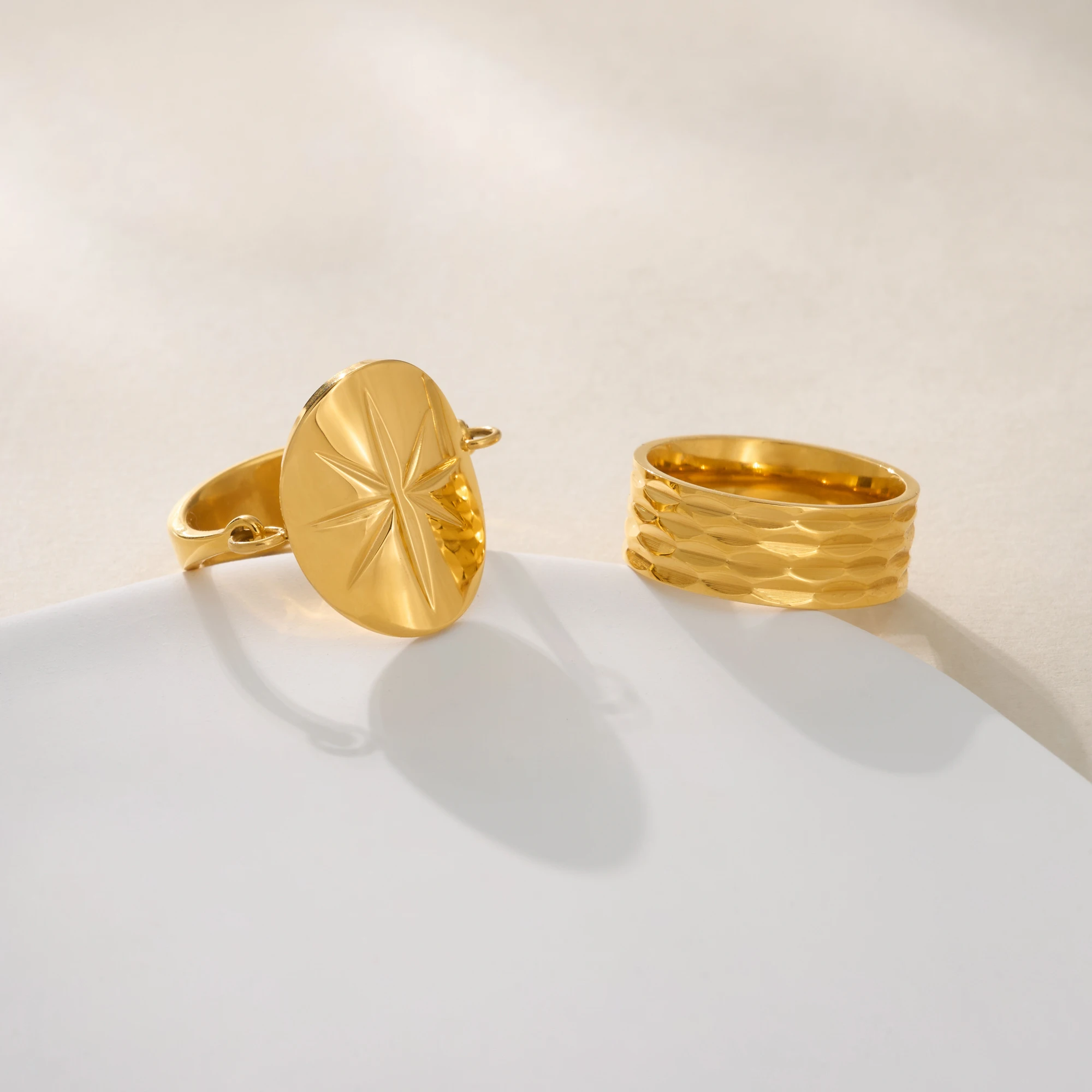 NEW BOHO HAMMER FRENCH VOGUE ZIRCON RING SET Dazan SUMMER 2025 18k