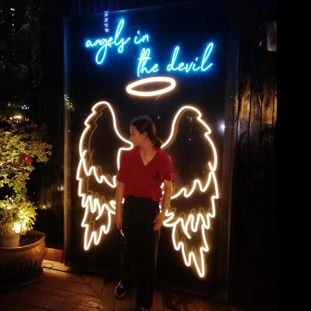 DINGYISIGN Customized Wedding Supplies Big 3D Led Flex Angel Wings Neon Sign for Decoration